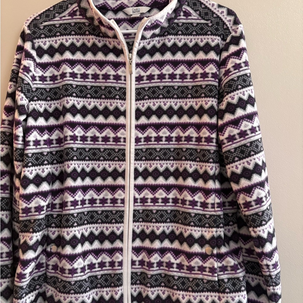Croft & Barrow Purple and Black Patterned Cardigan - Picture 3 of 4